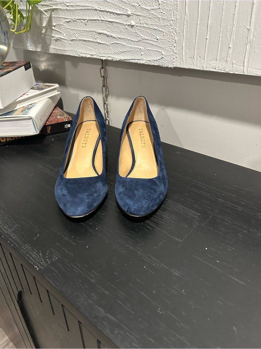 Talbots Women's Navy Suede Leather Slip On Block Heels - 7M